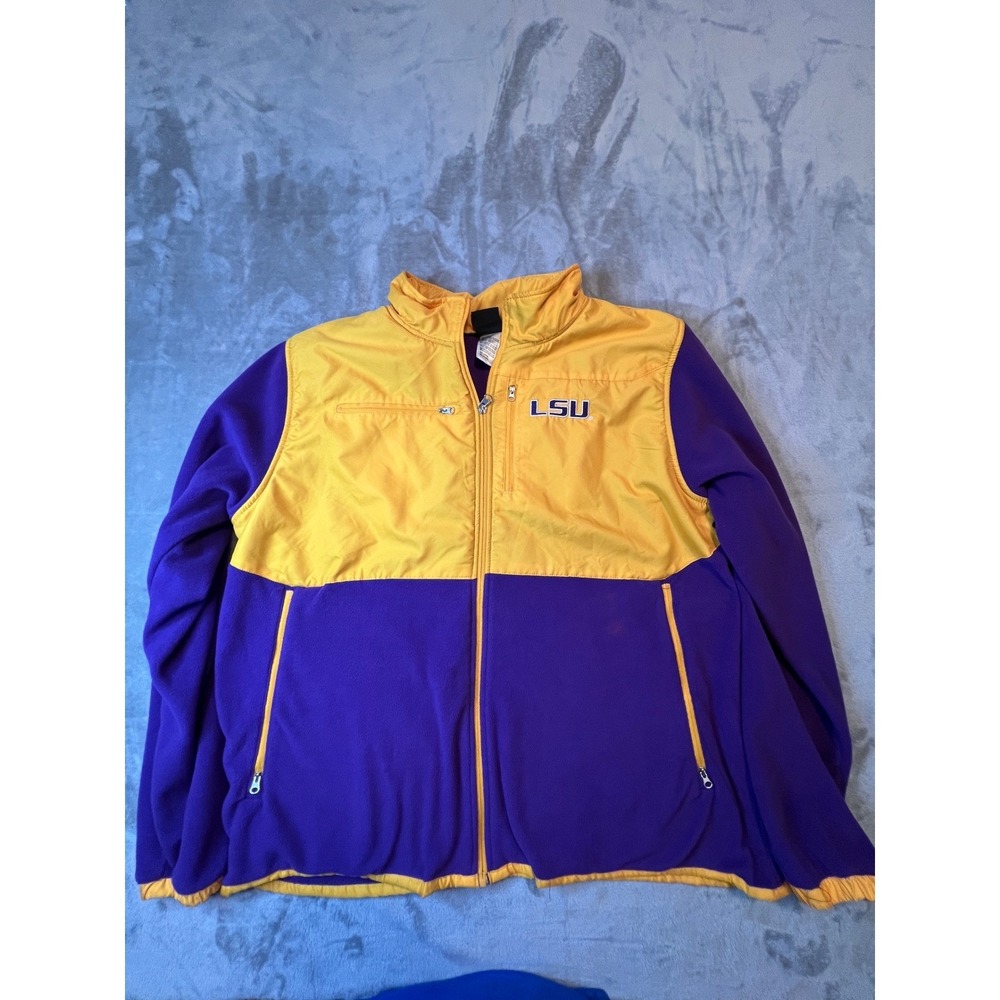 Genuine Stuff LSU Tigers Jacket Mens XXL Purple Gold Fleece Jacket Full Zip
